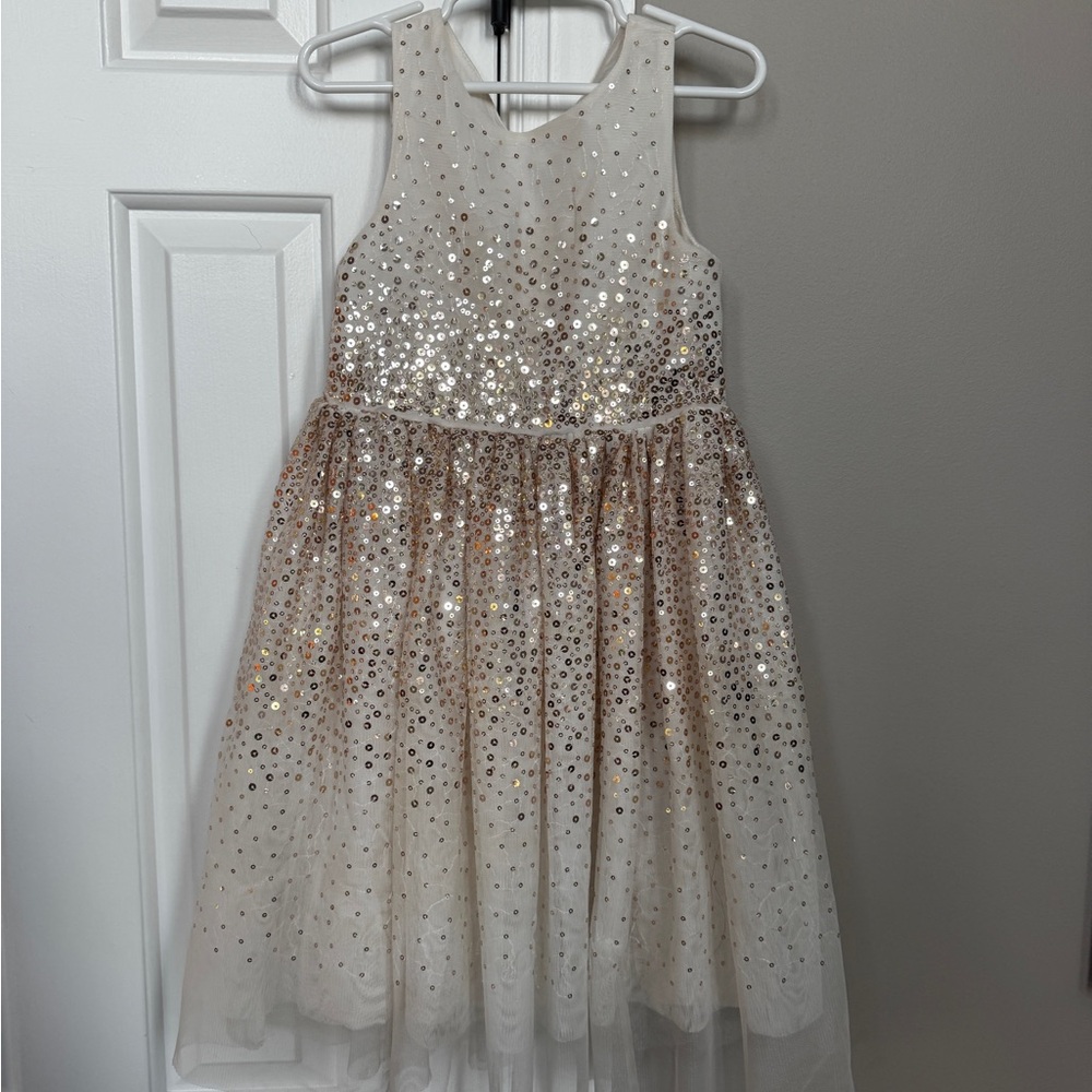 H&M Glittering Sequin Kids Dress in Cream